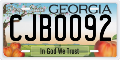 GA license plate CJB0092