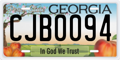 GA license plate CJB0094