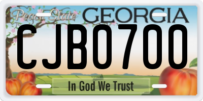 GA license plate CJB0700