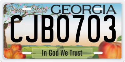 GA license plate CJB0703