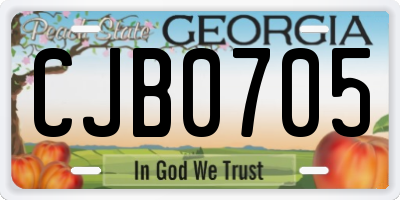 GA license plate CJB0705