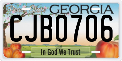 GA license plate CJB0706