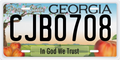 GA license plate CJB0708