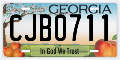 GA license plate CJB0711