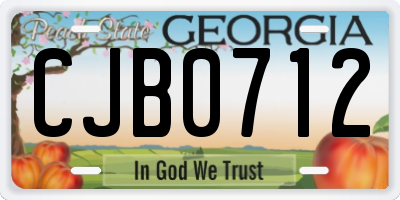 GA license plate CJB0712