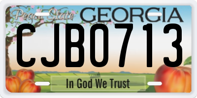 GA license plate CJB0713