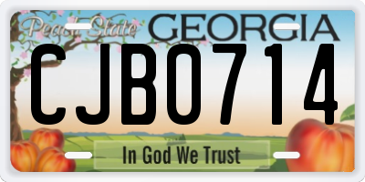 GA license plate CJB0714