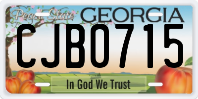 GA license plate CJB0715