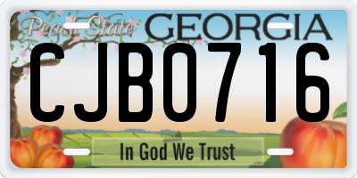 GA license plate CJB0716