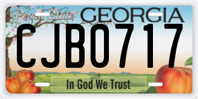 GA license plate CJB0717