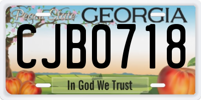 GA license plate CJB0718