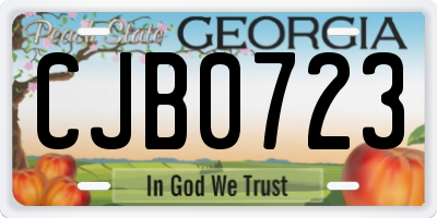 GA license plate CJB0723