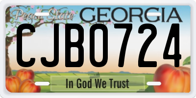 GA license plate CJB0724