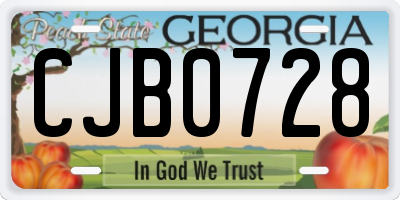 GA license plate CJB0728