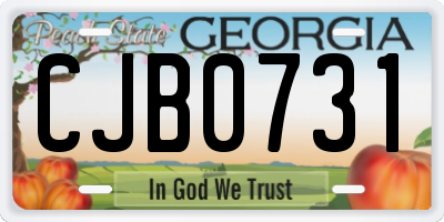 GA license plate CJB0731