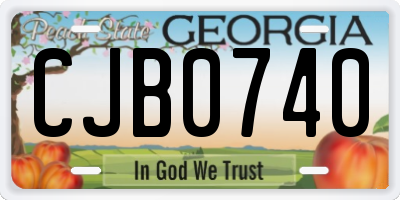 GA license plate CJB0740