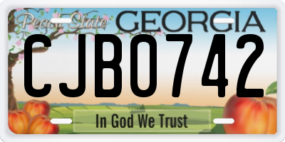 GA license plate CJB0742