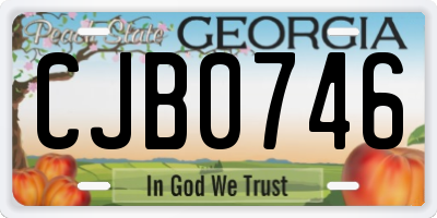 GA license plate CJB0746