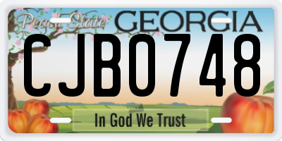 GA license plate CJB0748