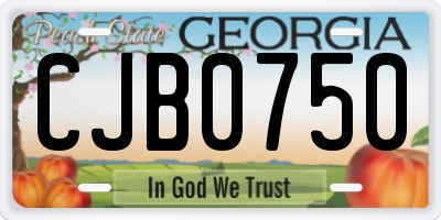 GA license plate CJB0750