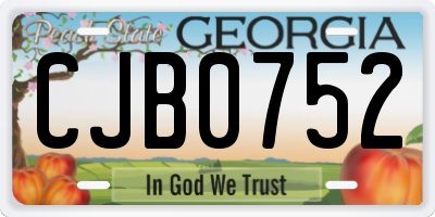 GA license plate CJB0752