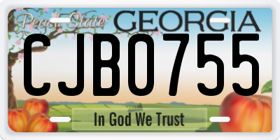 GA license plate CJB0755