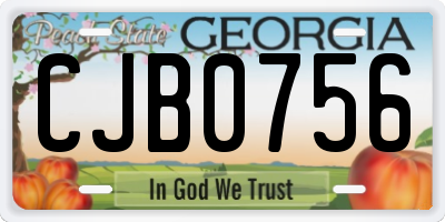 GA license plate CJB0756