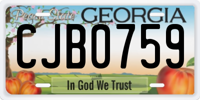 GA license plate CJB0759