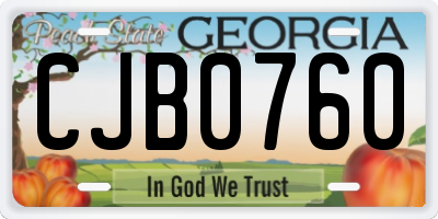 GA license plate CJB0760