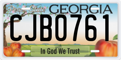 GA license plate CJB0761