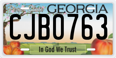 GA license plate CJB0763
