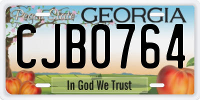 GA license plate CJB0764