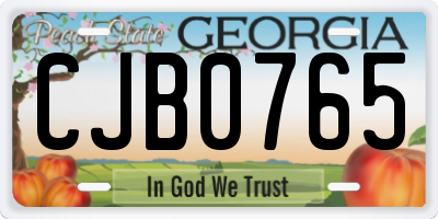 GA license plate CJB0765