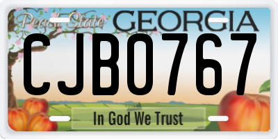 GA license plate CJB0767
