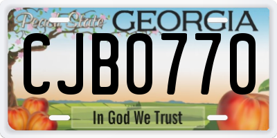 GA license plate CJB0770