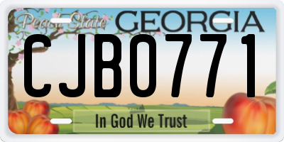 GA license plate CJB0771