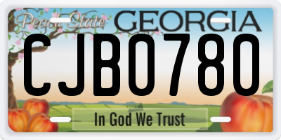 GA license plate CJB0780