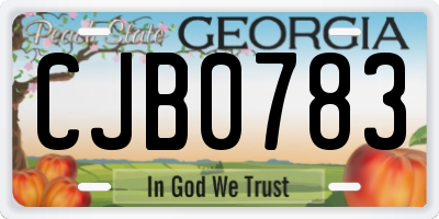 GA license plate CJB0783