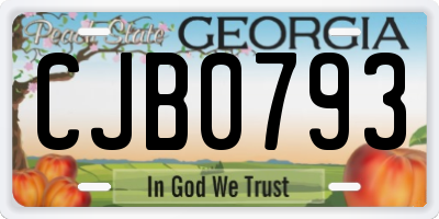 GA license plate CJB0793