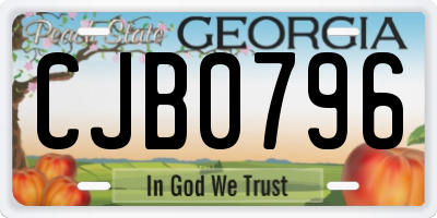 GA license plate CJB0796