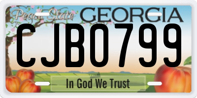 GA license plate CJB0799