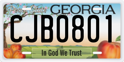 GA license plate CJB0801