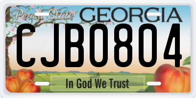 GA license plate CJB0804