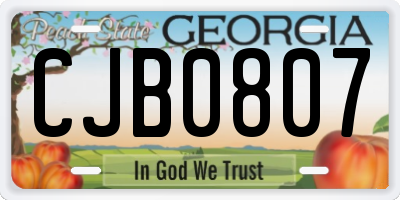 GA license plate CJB0807