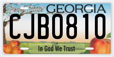 GA license plate CJB0810
