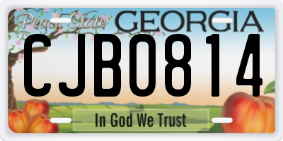 GA license plate CJB0814