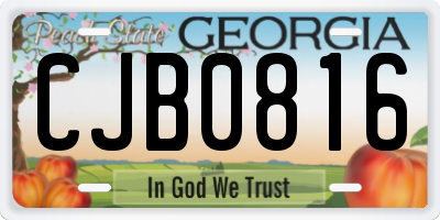GA license plate CJB0816