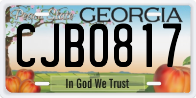 GA license plate CJB0817