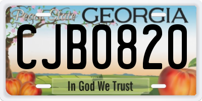 GA license plate CJB0820