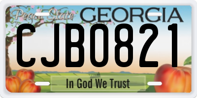 GA license plate CJB0821